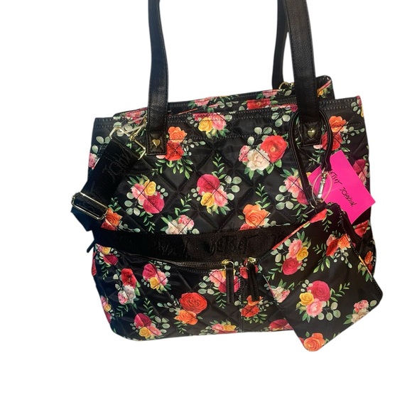 Betsey Johnson Handbags - Betsey Johnson Black Floral Travel Bag NWT